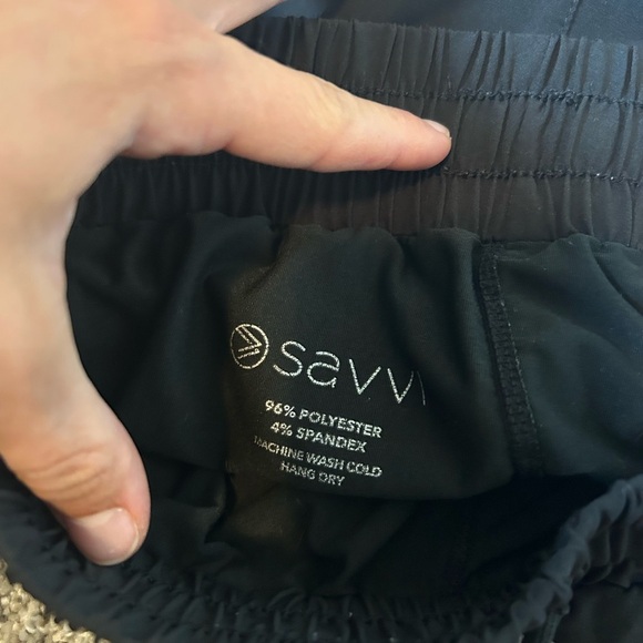 Womans black draw string running shorts Savvy - Picture 4 of 4